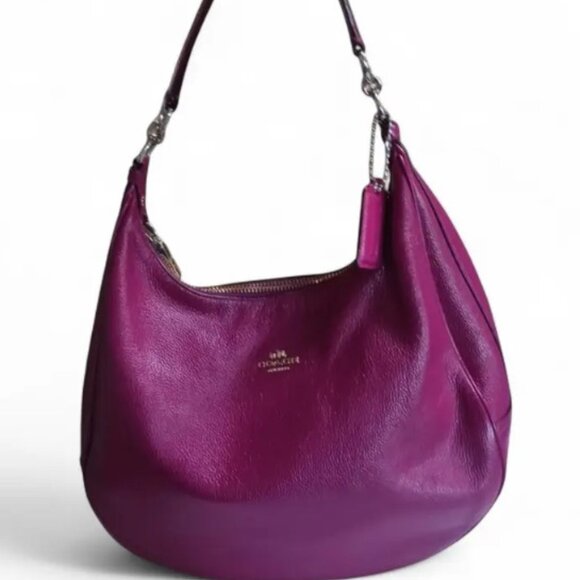 Coach Harley Hobo Bag F38259 – Fuchsia Pebbled Leather Slouchy Shoulder Bag - Picture 1 of 10